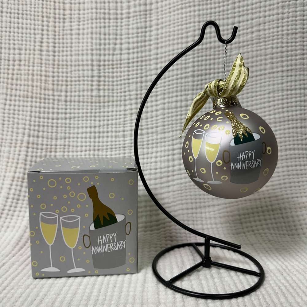 Coton Colors Happy Everything Happy Anniversary Glass Ornament by Laura Johnson